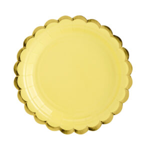 platos amarillos borde dorado