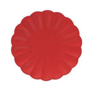 platos festoneados rojos compostables