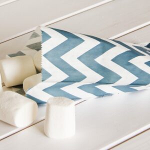 Bolsas Papel Chevron Azul Marino - 12 uds