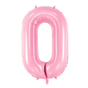 globo foil numero 0 rosa pastel