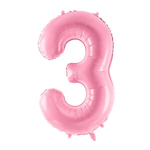globo foil numero 3 rosa pastel
