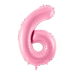 globo foil numero 6 rosa pastel