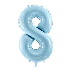 globo foil numero 8 azul pastel