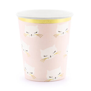 vasos de papel con gatos