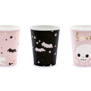 vasos halloween rosa y negro