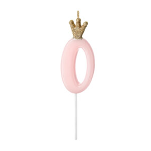 vela numero 0 rosa pastel