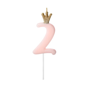 vela numero 2 rosa pastel