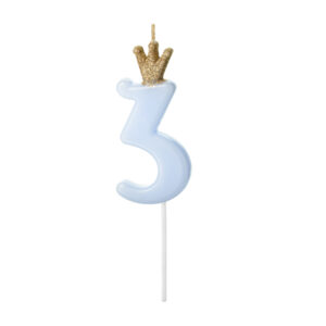 vela numero 3 azul pastel
