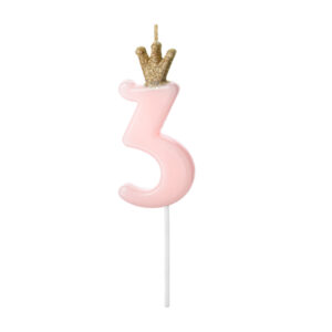vela numero 3 rosa pastel
