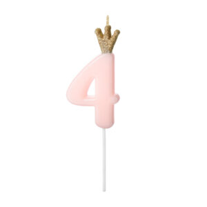 vela numero 4 rosa pastel