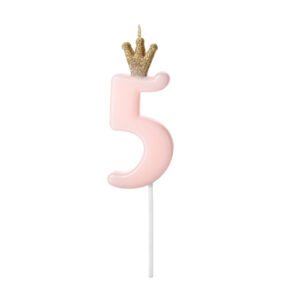 vela numero 5 rosa pastel