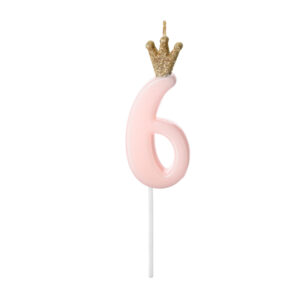 vela numero 6 rosa pastel