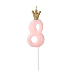 vela numero 8 rosa pastel