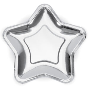 plato de papel estrella plateada