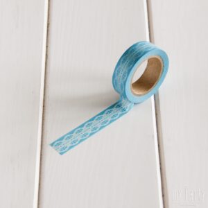 Washi Tape Azul Puntilla Blanca