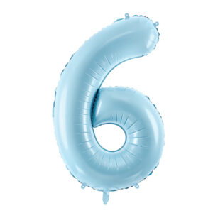 globo foil numero 6 azul pastel